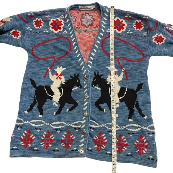 Delia McKain~Vintage Western Cowboy Sweater~Cardigan Large - Picture 3 of 9